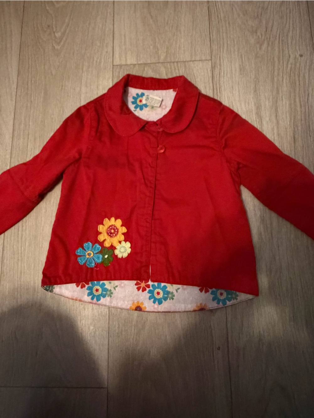 Fall jacket Zutano Red Floral-Trim Girls' Jacket -100% cotton